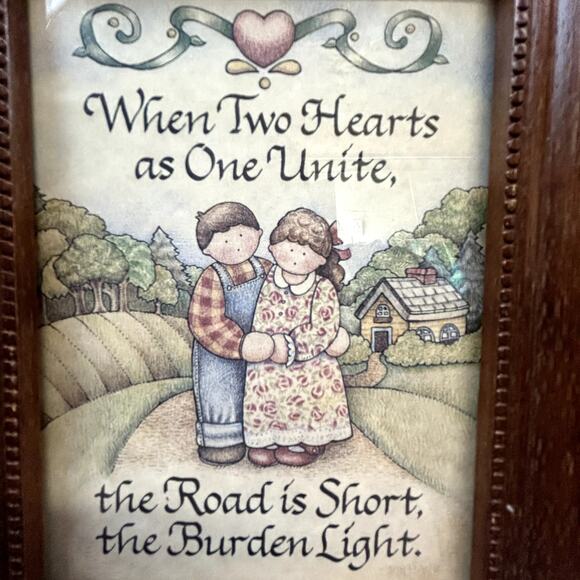Picture in Frame 6 x 8" when Two Hearts as One Unite, the Road is Short + - Picture 3 of 4
